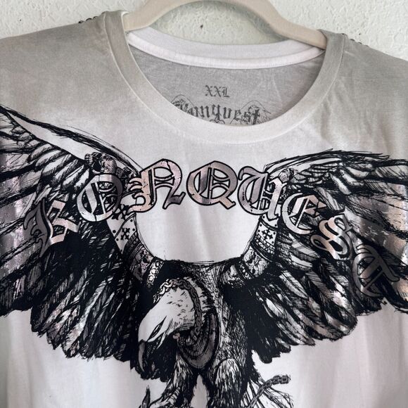 Konquest Shirt Mens XXL Eagle Skull Metallic Tee Tshirt Y2K Grunge Goth NEW 2XL - Picture 5 of 12
